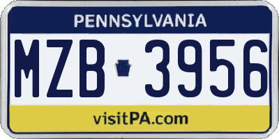 PA license plate MZB3956