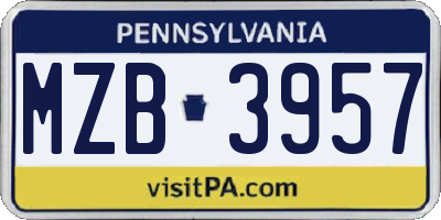 PA license plate MZB3957