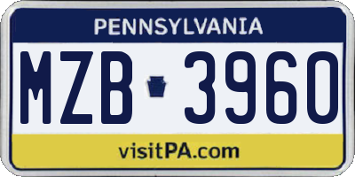 PA license plate MZB3960