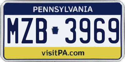 PA license plate MZB3969