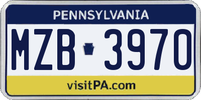 PA license plate MZB3970