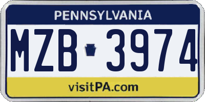PA license plate MZB3974
