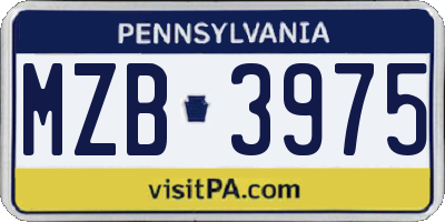 PA license plate MZB3975