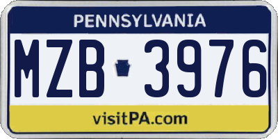 PA license plate MZB3976