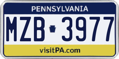 PA license plate MZB3977