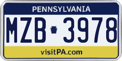 PA license plate MZB3978
