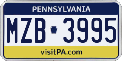 PA license plate MZB3995