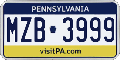 PA license plate MZB3999