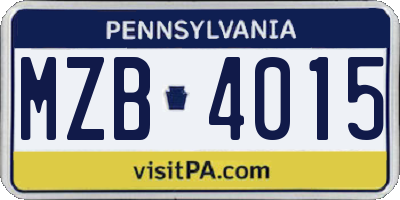 PA license plate MZB4015