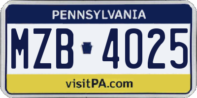 PA license plate MZB4025