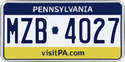PA license plate MZB4027