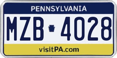 PA license plate MZB4028