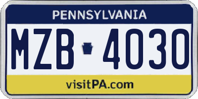 PA license plate MZB4030