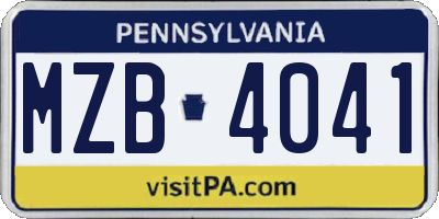 PA license plate MZB4041