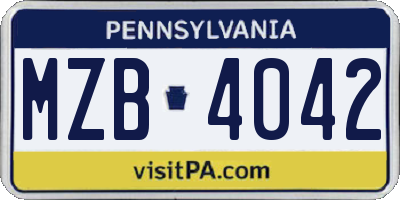 PA license plate MZB4042