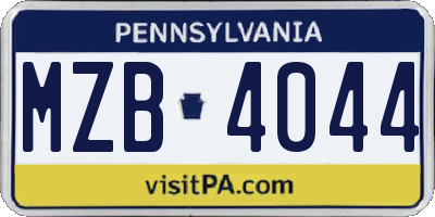 PA license plate MZB4044