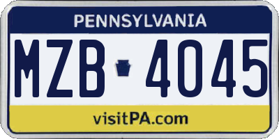 PA license plate MZB4045