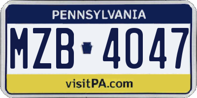 PA license plate MZB4047