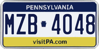 PA license plate MZB4048