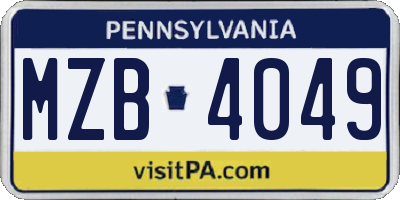 PA license plate MZB4049
