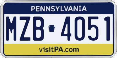 PA license plate MZB4051