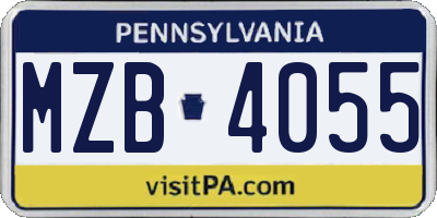 PA license plate MZB4055
