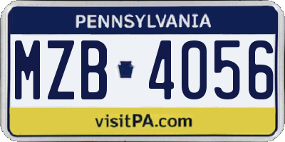 PA license plate MZB4056