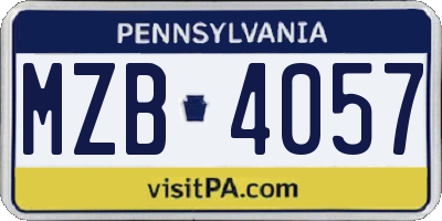 PA license plate MZB4057