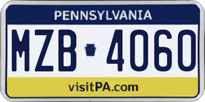 PA license plate MZB4060