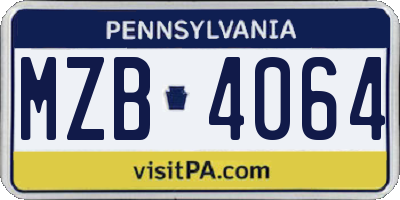 PA license plate MZB4064