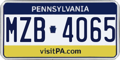 PA license plate MZB4065