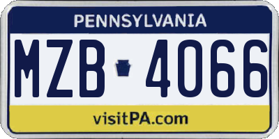 PA license plate MZB4066
