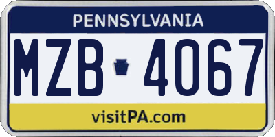 PA license plate MZB4067