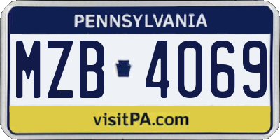 PA license plate MZB4069