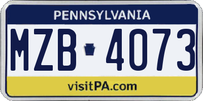 PA license plate MZB4073