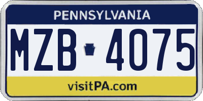 PA license plate MZB4075