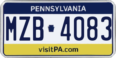 PA license plate MZB4083