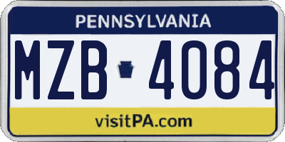 PA license plate MZB4084