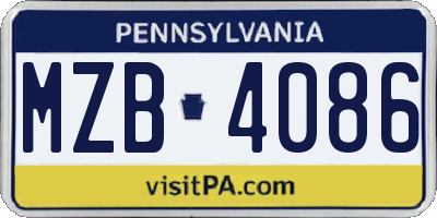 PA license plate MZB4086