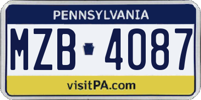 PA license plate MZB4087