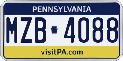 PA license plate MZB4088