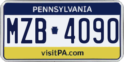 PA license plate MZB4090
