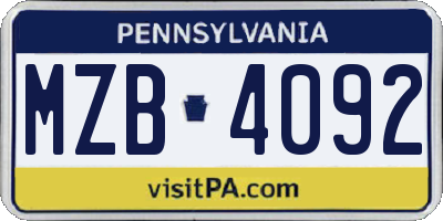 PA license plate MZB4092