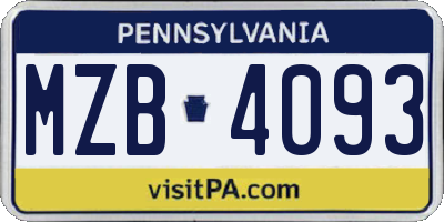 PA license plate MZB4093