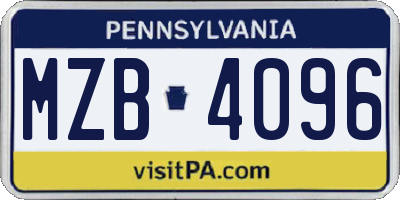 PA license plate MZB4096