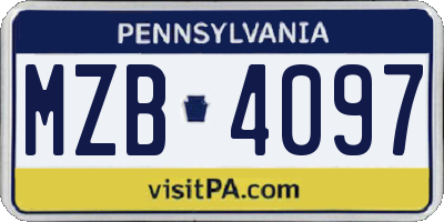 PA license plate MZB4097