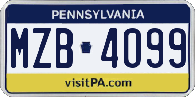 PA license plate MZB4099