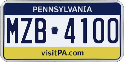 PA license plate MZB4100
