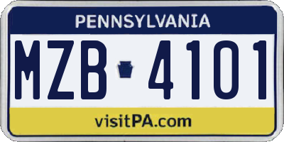 PA license plate MZB4101