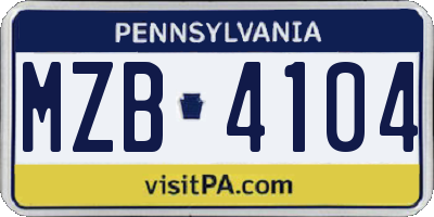 PA license plate MZB4104